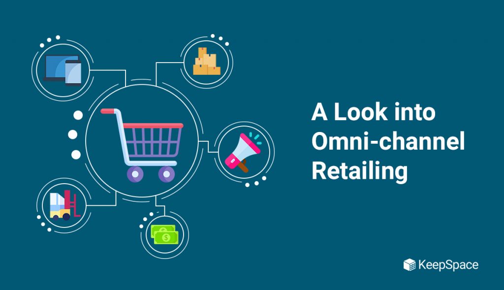 image of shopping cart with blog title on omnichannel retailing