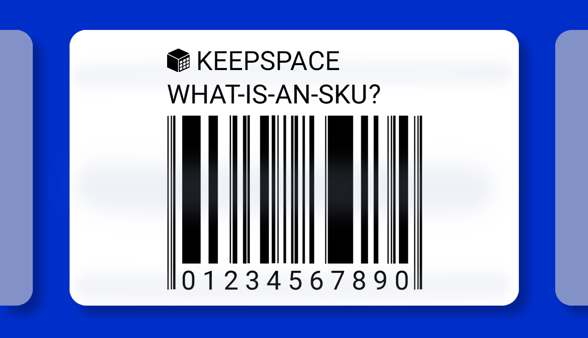 an image with a fake barcode label that says 'keepspace - what is an sku?